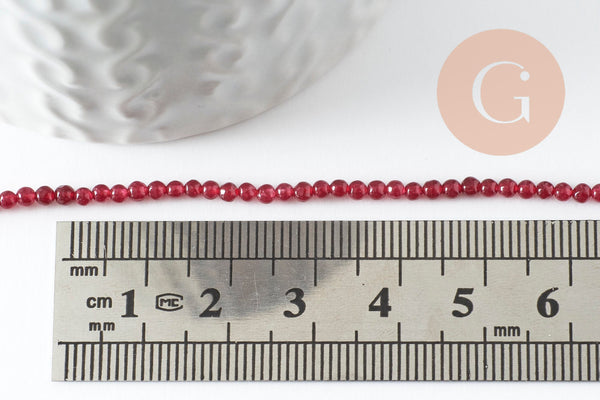 EP-Perles jade bordeau 2mm, jade naturel, perles bijoux,2mm,fil de 38 cm, x1 (G2001)