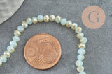 EP-Perles rondelles verre opaque facettées bleu pâle et doré 4x3mm, bijou fantaisie DIY, fil de 39cm, x1 G8264