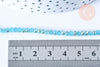 EP-Perles toupies cristal bleu turquoise irisé 3.5x2.5mm, perles bijoux, perle cristal,Perle verre facette,création bijoux, fil 25.4cm G6759