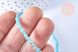 EP-Perles toupies cristal bleu turquoise irisé 3.5x2.5mm, perles bijoux, perle cristal,Perle verre facette,création bijoux, fil 25.4cm G6759