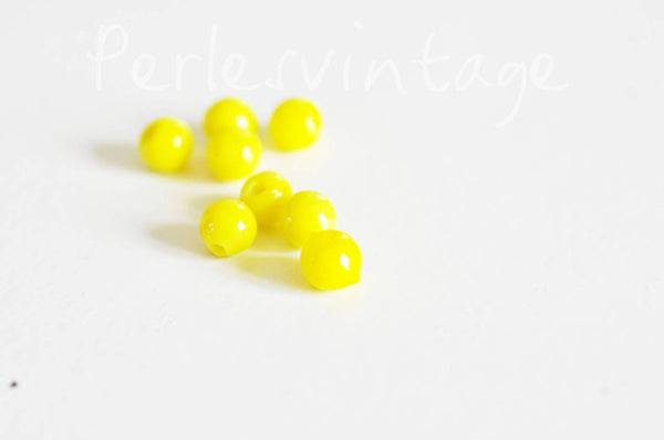 EP Perles verre jaune,perles rondes, perles verre,perles jaunes, création bijoux, perle colorée,x 10 perles, 6mm-G2090
