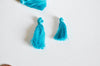 EP Pompon bleu coton,fournitures créatives,décoration pompon,accessoire coton, pompon boucles,fabrication bijoux,coton vert,25-31mm,les 5-G1889