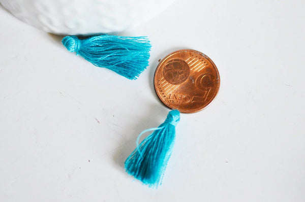 EP Pompon bleu coton,fournitures créatives,décoration pompon,accessoire coton, pompon boucles,fabrication bijoux,coton vert,25-31mm,les 5-G1889