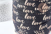 EP Ruban Élastique Large 16mm "LOVE" Or Rose sur Fond Noir – Idéal Bracelet EVJF & Couture X1 mètre (G8310) (adn)