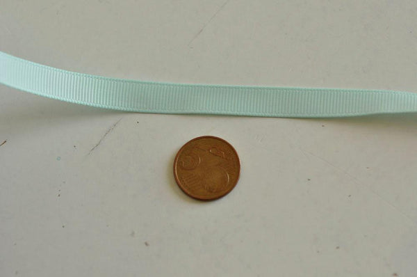 EP Ruban bleu-vert clair gros grain 1cm SANS MOTIF, fabrication bijoux, ruban pois blancs,ruban mariage,fournitures créatives, 9mm,1 mètre-G533