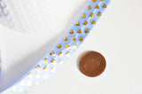 EP Ruban élastique bleu coeurs or EFJF 16mm,1 mètre-G1522