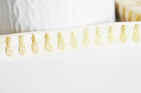 EP -Ruban élastique écru or ananas EFJF, fabrication bijoux,bracelet EVJF,ruban mariage,fourniture créative, scrapbooking,16mm,1 mètre-G1585