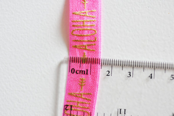 EP Ruban élastique rose or ALOHA EFJF, fabrication bijoux,bracelet EVJF,ruban mariage,scrapbooking,16mm, longueur 1 mètre-G874