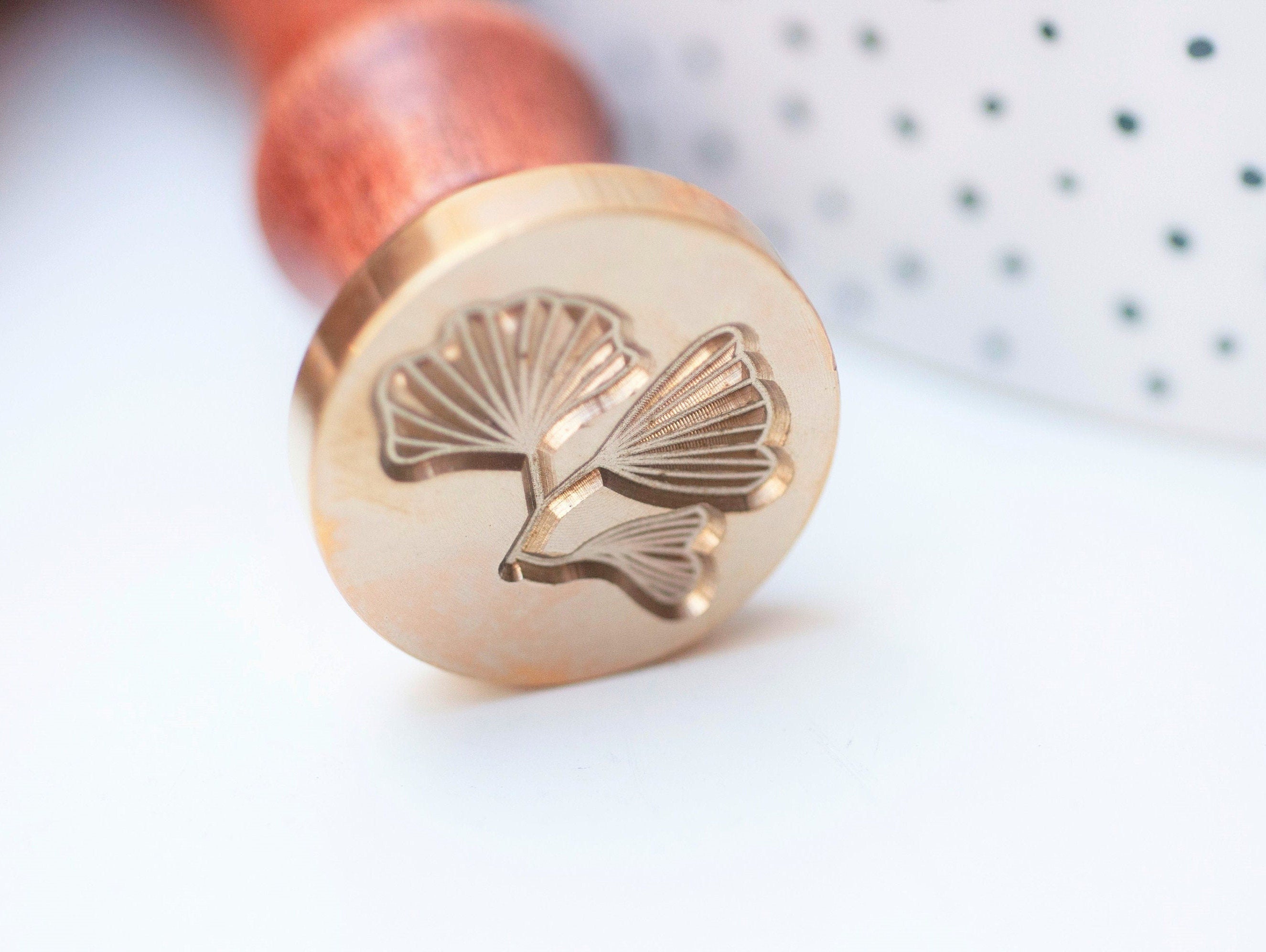 EP-Sceau metal feuille gingko cire à cacheter, pour création de sceaux personnalisés pour invitation de mariage DIY,25mm x1 G4724
