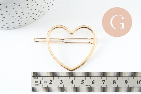 EP-Support barrette coeur zamac doré 48.5mm, x1 (G4387)