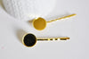 EP Supports de barrette métal doré support cabochon 18mm,x 5 -G361