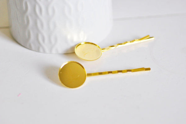 EP Supports de barrette métal doré support cabochon 18mm,x 5 -G361