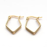 EP créoles géométrique acier doré, bijoux doré,création bijoux, boucles losange,sans nickel,la paire,boucles acier, 21mm-G2123