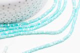 EP-perle nacre naturelle heishi bleu turquoise pastel,tube coquillage coloré,perle coquillage,création bijoux,2x4mm, le fil de 185 perles G4771