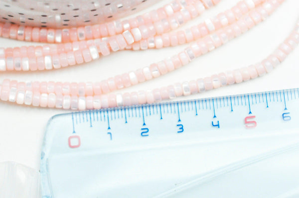 EP-perle nacre naturelle heishi rose pastel,tube coquillage coloré,perle coquillage,création bijoux,2x4mm, le fil de 185 perles G4775