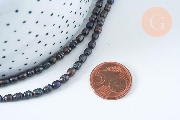 EP perle naturelle noire 4.5-7mm eau douce, le fil de 70 perles G6177