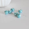 EP perle ronde porcelaine turquoise irisé,perle céramique,porcelaine turquoise,bijou porcelaine perle ronde, Les 5, 1cm-G528