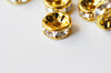 EP-perle rondelle intercalaire laiton doré zircon grade AAA, 8mm, x5 (G4121)