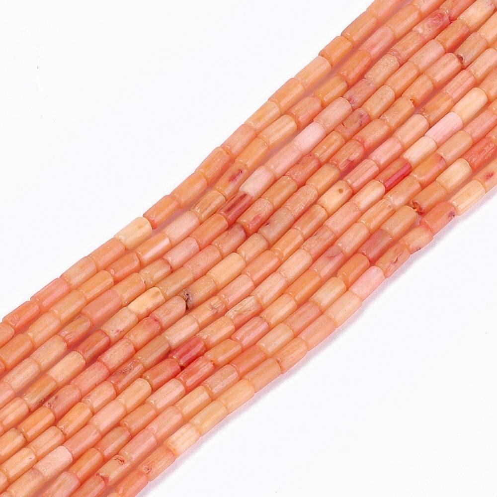 EP - perle tube bambou de mer orange 4mm, fil 44cm,G3173