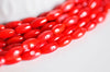 EP perles ovales corail naturel teinté rouge 4x8mm, perles coquillage fabrication bijoux, x1 fil de 39cm - G533