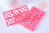 EP tampon biscuit silicone rose losanges fleurs, Moule patisserie silicone pour décor gateaux ou décor pour pâte polymère,12.2cm, x1 G5102