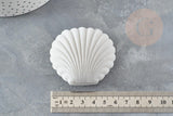 Ecrin bijou coquillage Velours gris clair 3.5x3.8cm, boite bijoux, rangement bijoux, intérieur blanc, x1 G3384