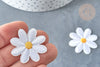 Ecusson brodé Marguerite blanche thermocollant 33mm, x2 (G7787)