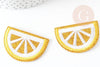 Ecusson brodé à repasser citron jaune doré customisation vêtement 46.5mm, écusson thermocollant fruit, x2 G2861