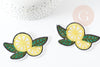 Ecusson brodé à repasser citron jaune doré customisation vêtement, écusson thermocollant fruit, x2 G5080
