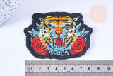 Ecusson brodé à repasser tigre customisation vêtement, écusson thermocollant,patch écusson brodé,85mm, x1 G2857