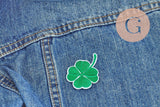 Ecusson brodé à repasser trèfle à 4 feuilles customisation vêtement 47.5mm, x1 (G9810)
