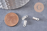 Embouts corde argenté pincer 10mm, x50 (4.6g) (G1400)