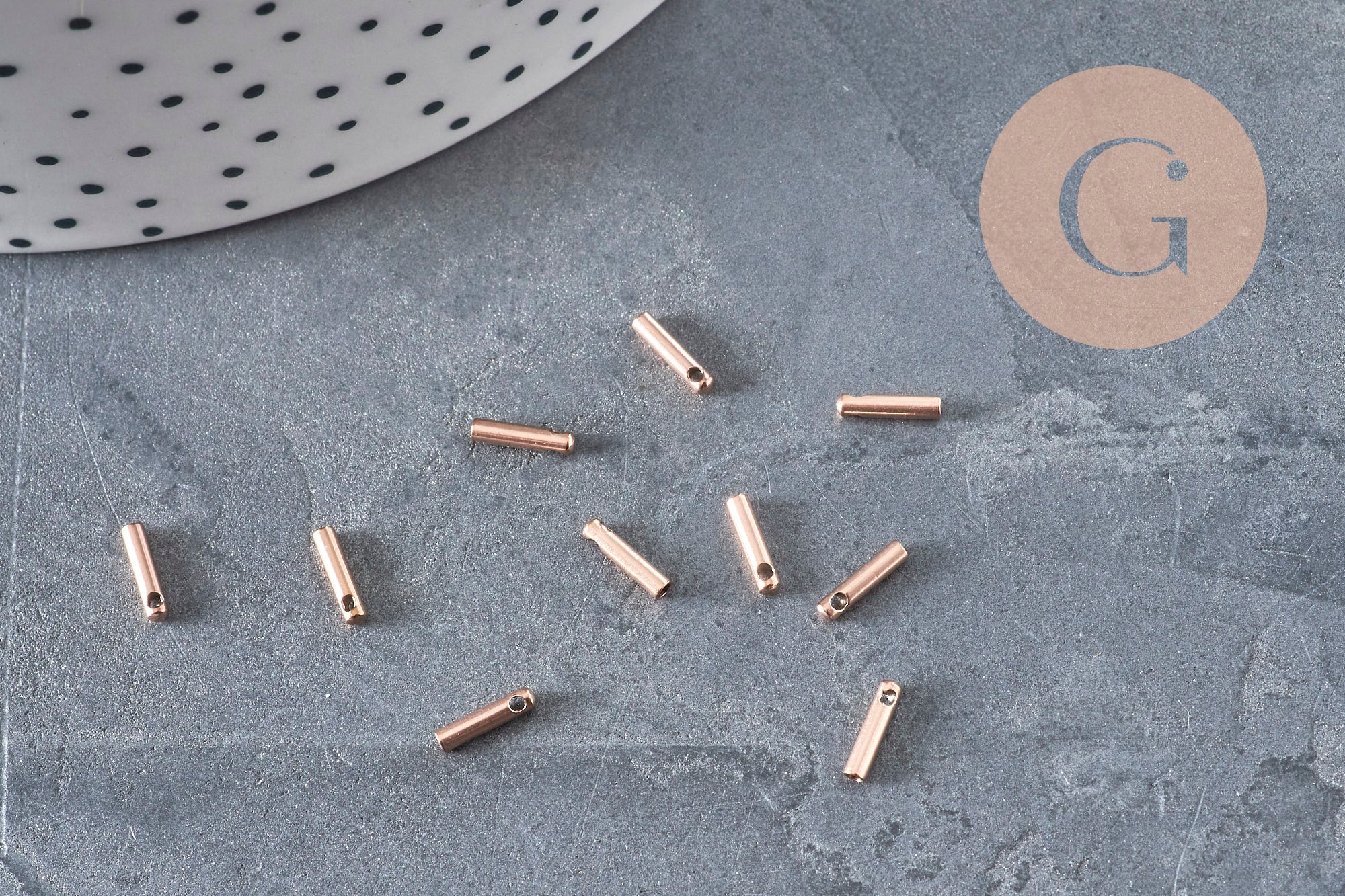 Rose gold IP stainless steel cord ends 7x1.6mm, x10 (G11262)