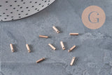 Dix embouts de cordon cylindriques en acier inoxydable couleur or rose, 7x1.6mm, pour finitions de bijoux DIY.