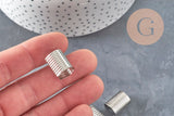 Round cord ends iron platinum to crimp 15mm, x10 (G11206)