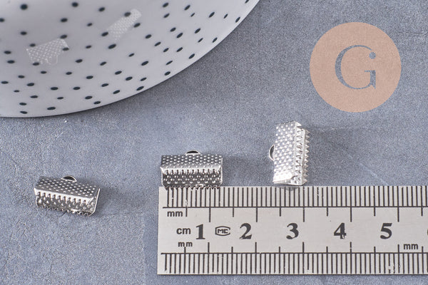 Embouts ruban métal platine à pincer 13mm, x10 (G1112)