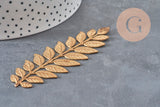 Raw brass laurel leaf stamping 90mm, x1 (G10165)