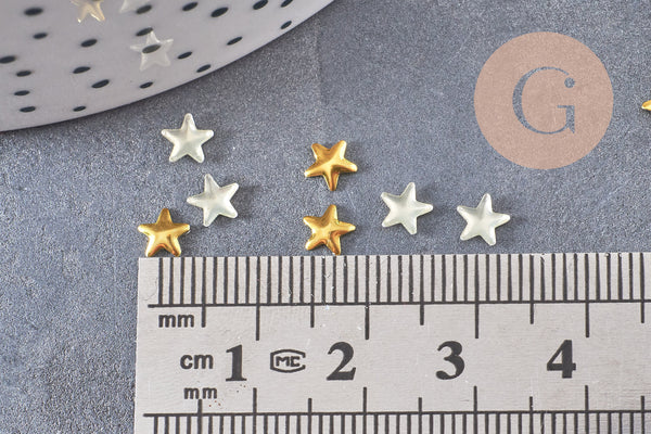 Etoile à coller zamac doré,fournitures à coller pour décorer pierres et bijoux,4mm, x10 G5324