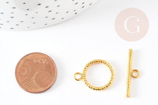 Fermoir T torsadé laiton doré 16mm, x1 (G2831)