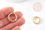 Fermoir à clapet rond laiton doré 16k zircon multicolore 21mm, x1 (G5641)