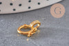 Fermoir à clipser anneau laiton doré 18k zircons 14mm, x1 (G5607)
