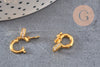Fermoir à clipser anneau laiton doré 18k zircons 14mm, x1 (G5607)