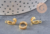 Fermoir à clipser anneaux laiton doré 18k strass 25.5mm, x1 (G2996)