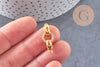 Fermoir à clipser anneaux laiton doré 18k strass 25.5mm, x1 (G2996)