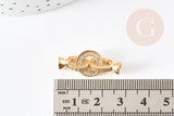 Fermoir à clipser anneaux laiton doré et strass 27mm, x1 (G2943)