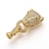 Fermoir à clipser léopard laiton doré et strass 31mm, x1 (G4066)