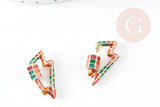 Fermoir à vis éclair laiton doré émail cloisonné 26mm, x1 (G2741)