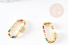 Fermoir à vis laiton doré 18k strass coloré 23.5mm, x1 (G3008)