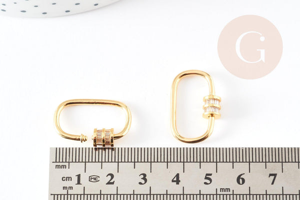 Fermoir à vis laiton doré et strass 26mm, x1 (G2078)