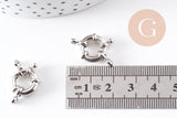 Fermoir bouée marin laiton platine 17mm, x1 (G10242)